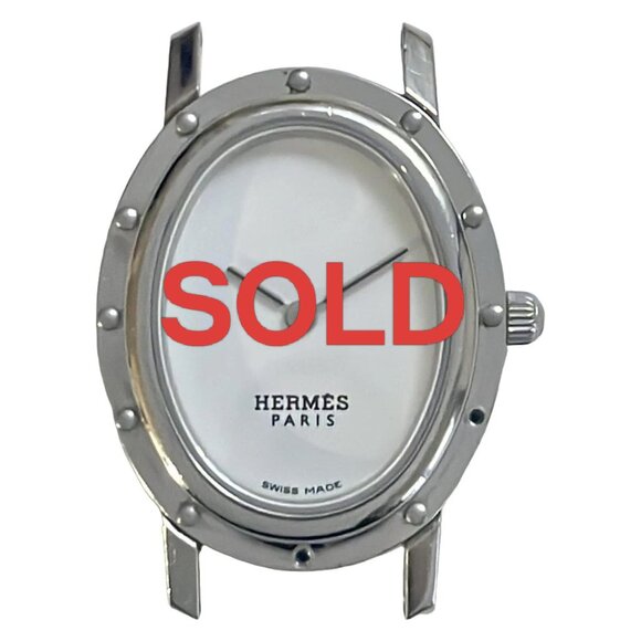 HERMES Clipper Oval CO1.210 1****** Silver Women's Wrist Watch 439-070425 - Picture 1 of 4